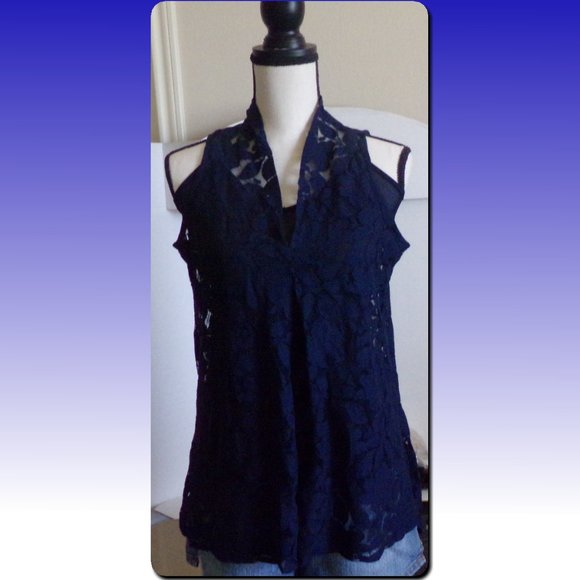 Lace V-Neck Top with Tank Top Underneath {L2} - Picture 2 of 6
